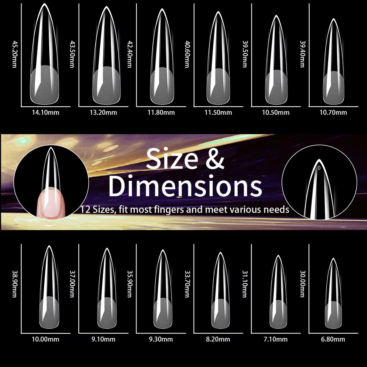Faux ongles en Gel doux Extra longs 2XL, demi-mat, couverture complète transparente, Stiletto carré