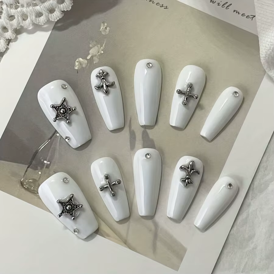10 pièces de faux ongles pressés faits à la main, nail art printemps-été, faux ongles, DIY, nail art