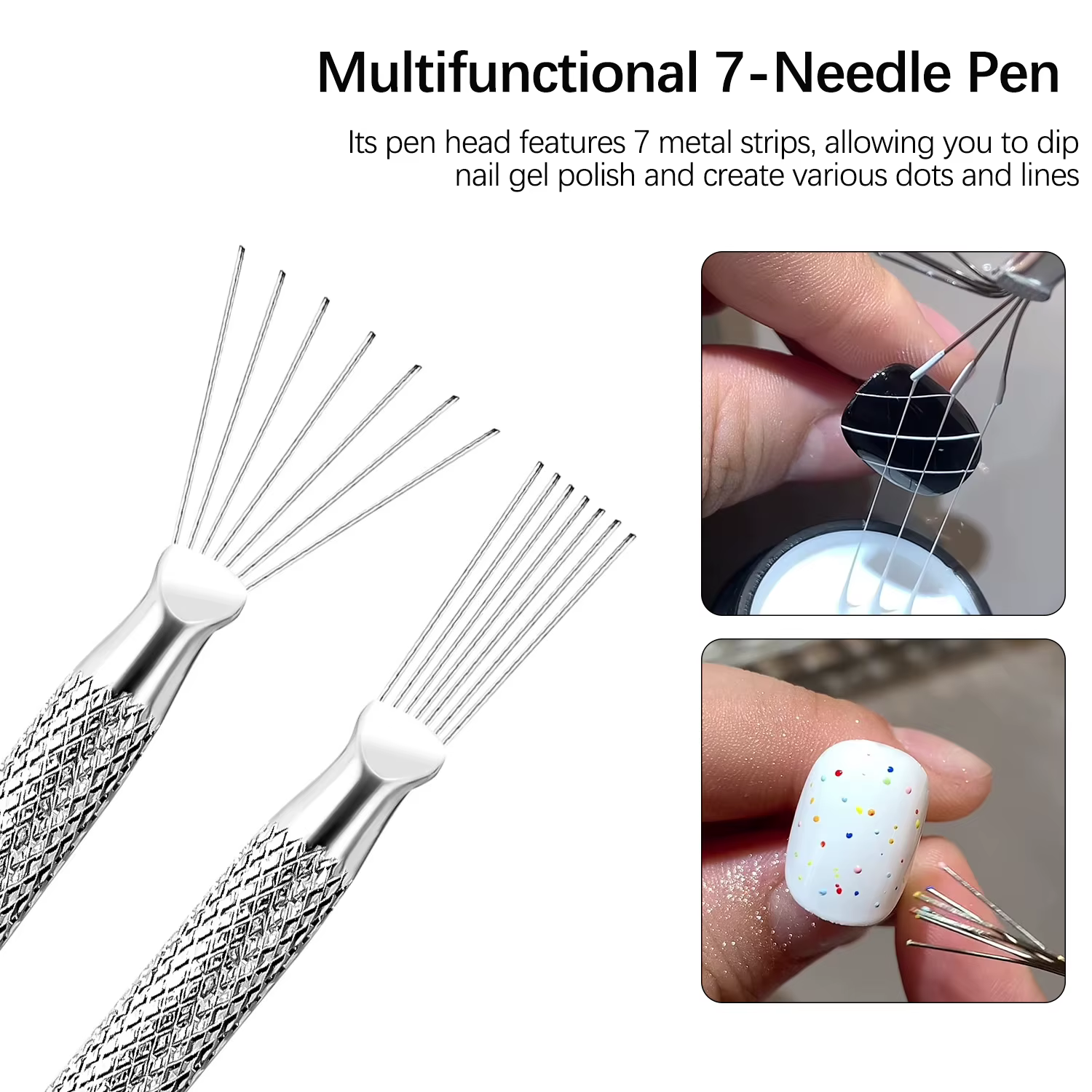 Outil de tréfilage pour Nail Art, stylo multifonctionnel à sept broches, brosse de Texture, bricolag