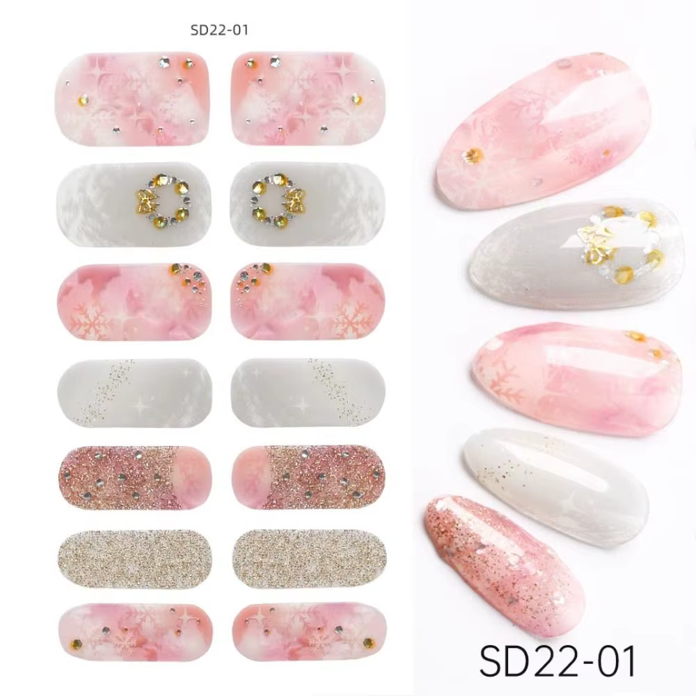 Autocollants pour ongles en Gel d'hiver, couverture complète de flocon de neige, autocollants pour o