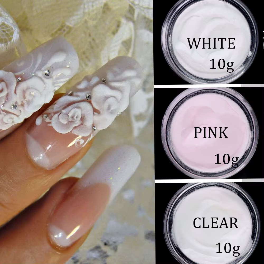 Poudre acrylique professionnelle rose/blanc/clair, 10 g/bouteille, poudre de cristal pour Extension