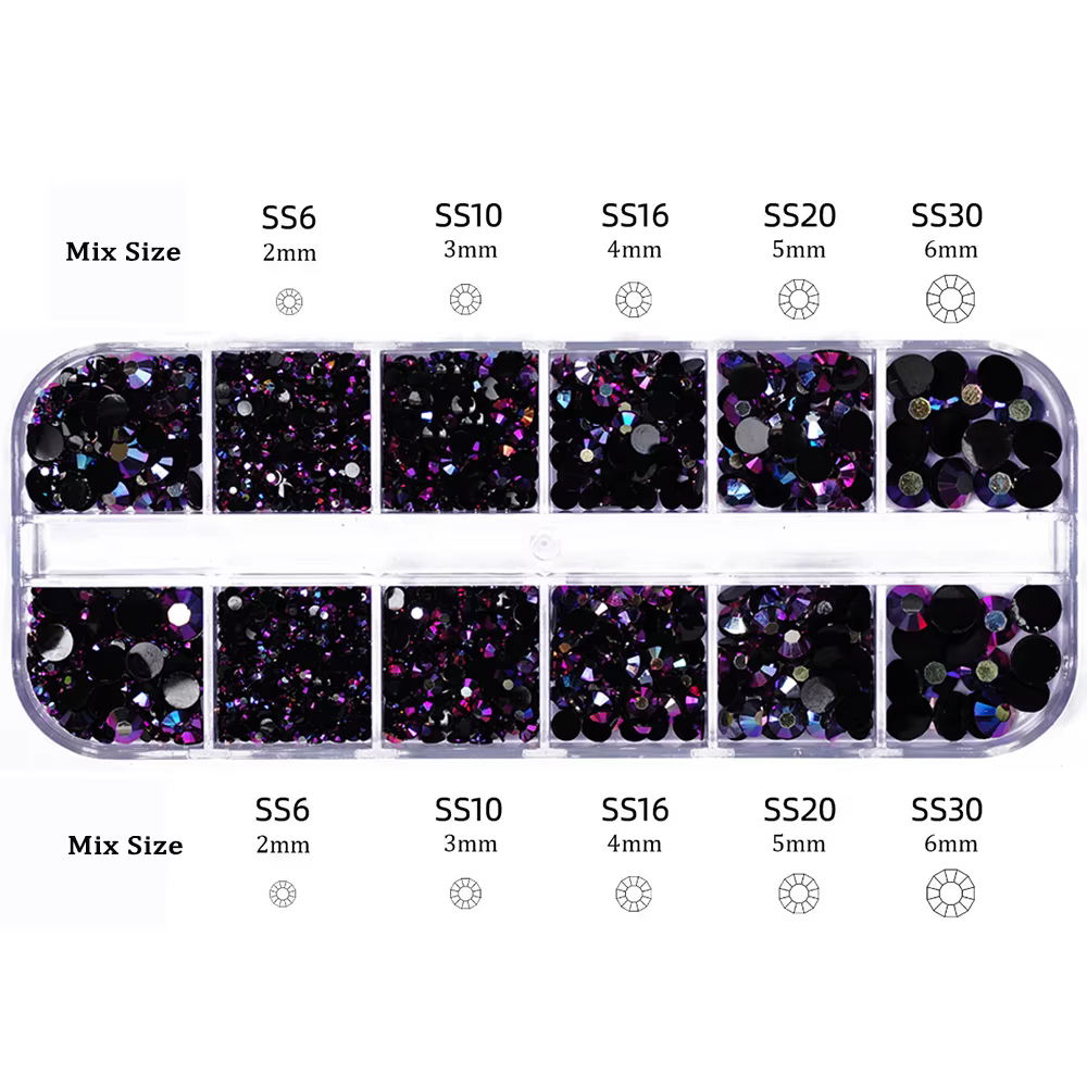 Pince à épiler et stylo de cueillette pour l'artisanat de bricolage, perles de cristal noir, dos pla
