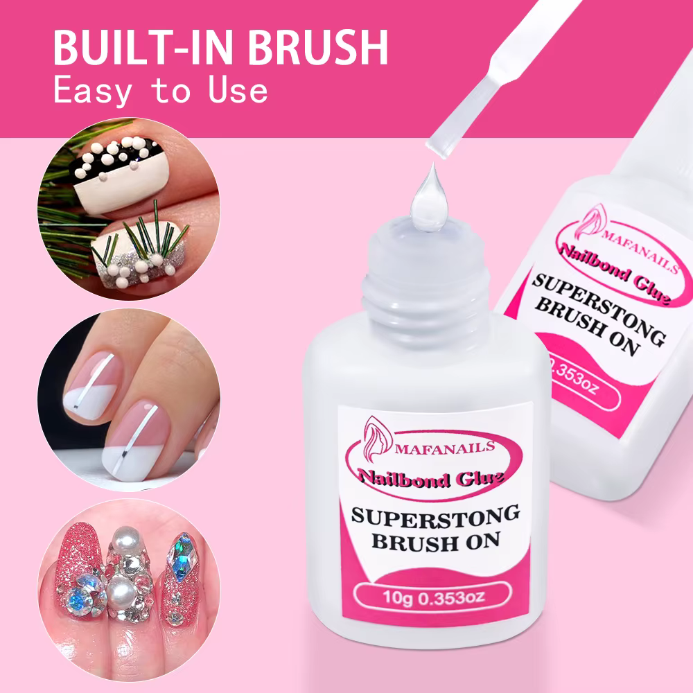 Colle à ongles pour pointes d'ongles, 10g, presse la plus forte (2/3/7/8/10ml), brosse à ongles sur 