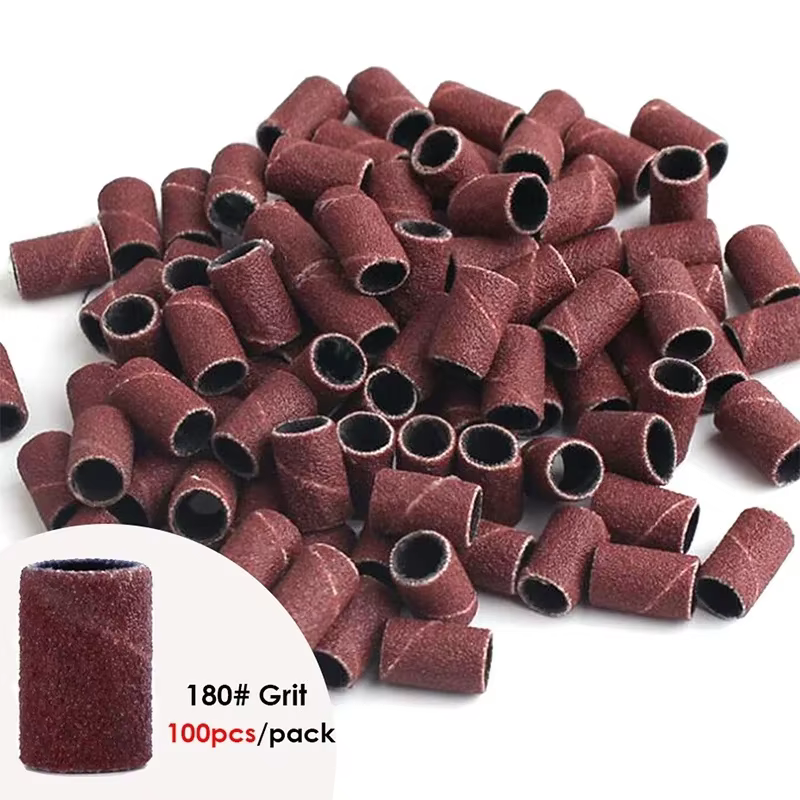 Bandes de capuchon de ponçage pour Machine de manucure électrique, grain 180/120/80, foret à ongles,
