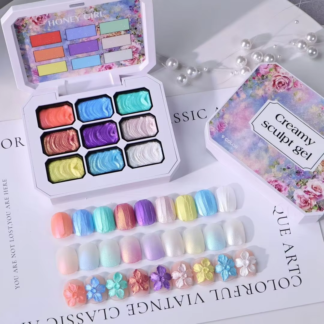 Vernis à ongles gel 3D effet aurore 9 couleurs, sans résidu, gel nacré micro-sculpté, laque à ongles
