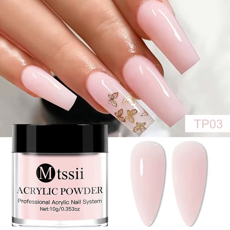 Poudre acrylique 10 ml, blanche, transparente, rose, nude, pour manucure française, extension et scu