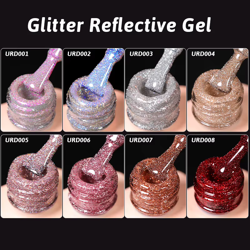 UR SUGAR 15ml Champagne or argent réfléchissant paillettes Gel vernis à ongles vernis Semi Permanent