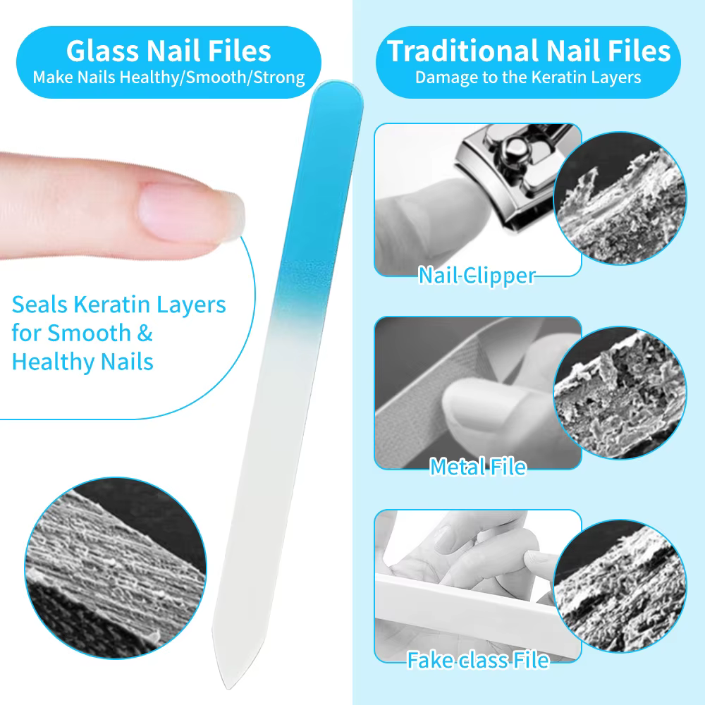 Lime à ongles en verre cristal pour manucure, tampon à ongles, accessoires pour ongles, outils de ma