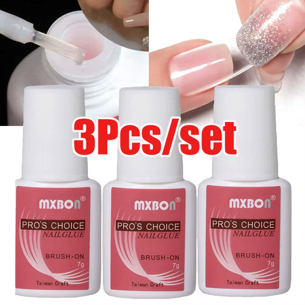 Colle à ongles à séchage rapide, 7g x 3 pots/ensemble, colle Super forte pour faux ongles et strass