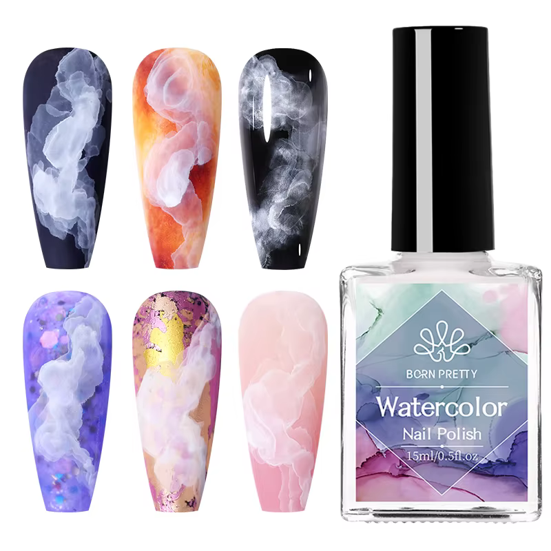 BORN PRETTY 15ml Gel à fleurs blanches UV LED Soak Off vernis à ongles effet d'épandage aquarelle ma