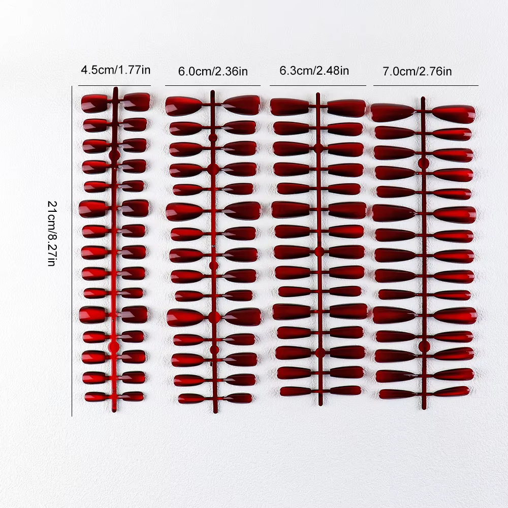 30 pièces aimant rouge oeil de chat faux ongles amande longue cercueil brillant faux ongles carrés f