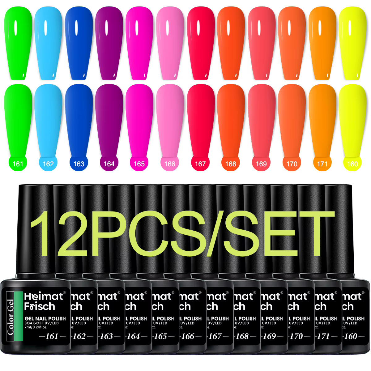Ensemble de vernis à ongles hydratant Rainbow Bridge de 12 pièces, vernis à ongles néon Rainbow Brid