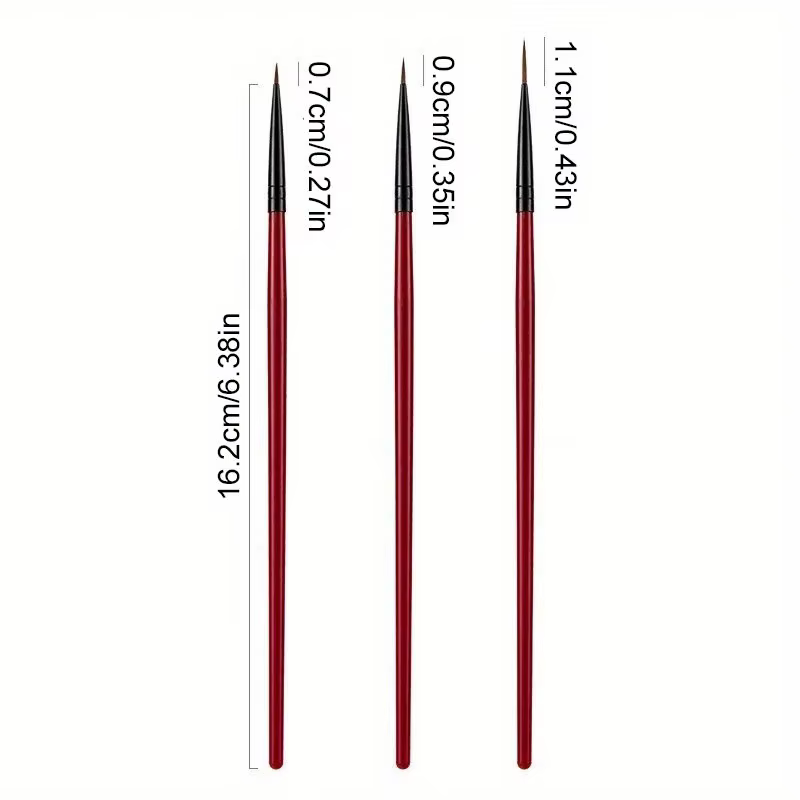 Pinceau de peinture pour Nail Art, 3 pièces/ensemble, stylo à dessin de ligne à fines rayures, point