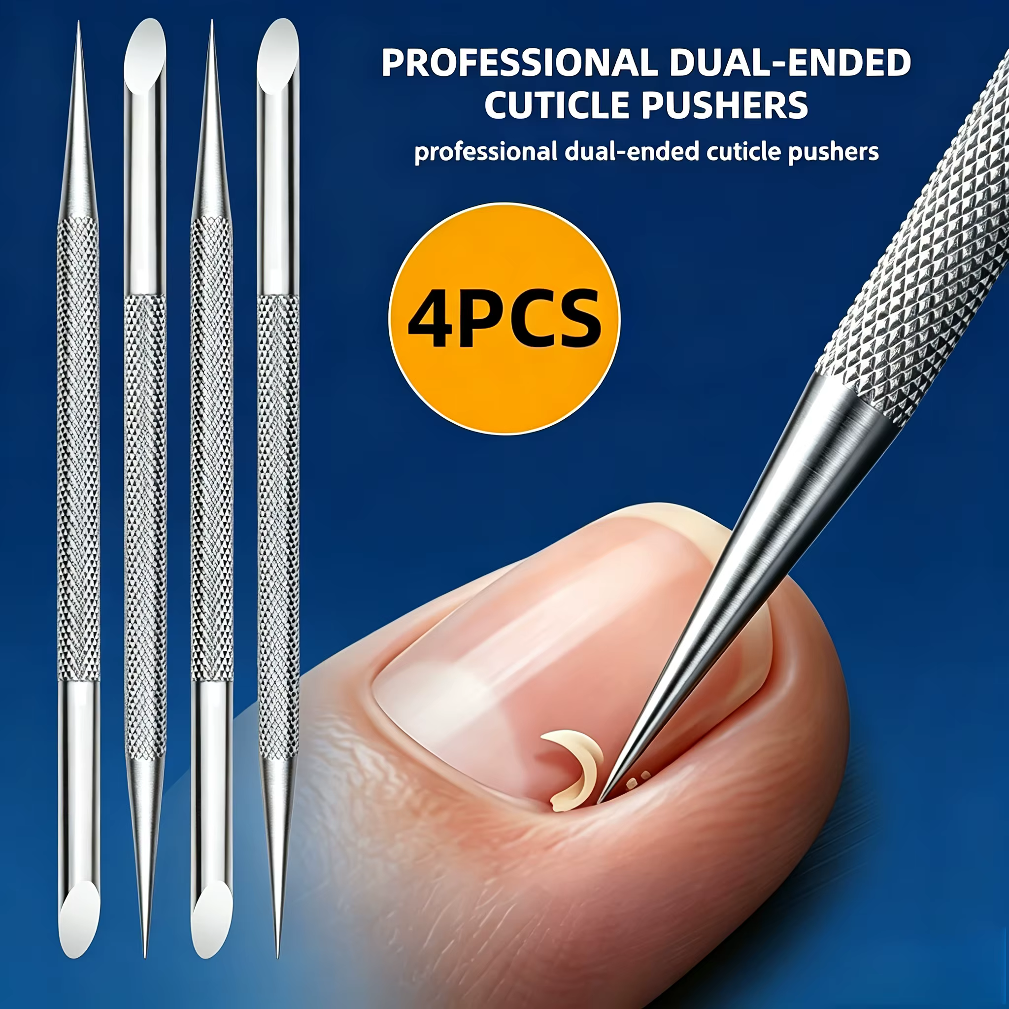 Outil en acier inoxydable durable pour le nail art, tête ronde pour éliminer la kératine, pointe poi