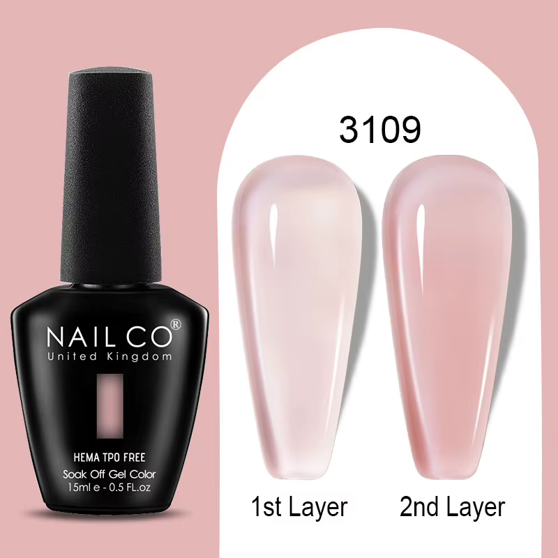 Vernis à ongles en gel Jelly NailCo, vernis transparents, 44 couleurs, rouge, rose, naturel, transpa