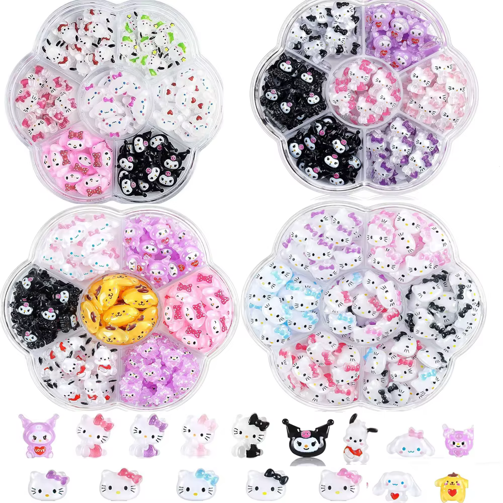 70 pièces/50 pièces Sanrio Hello Kitty Kawaii dessin animé Kuromi Nail Art breloques Kit 3D ongles s