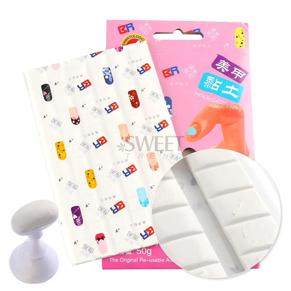 Colle adhésive pour ongles, argile blanche et rose, boue pour ongles, support d'affichage, fixation