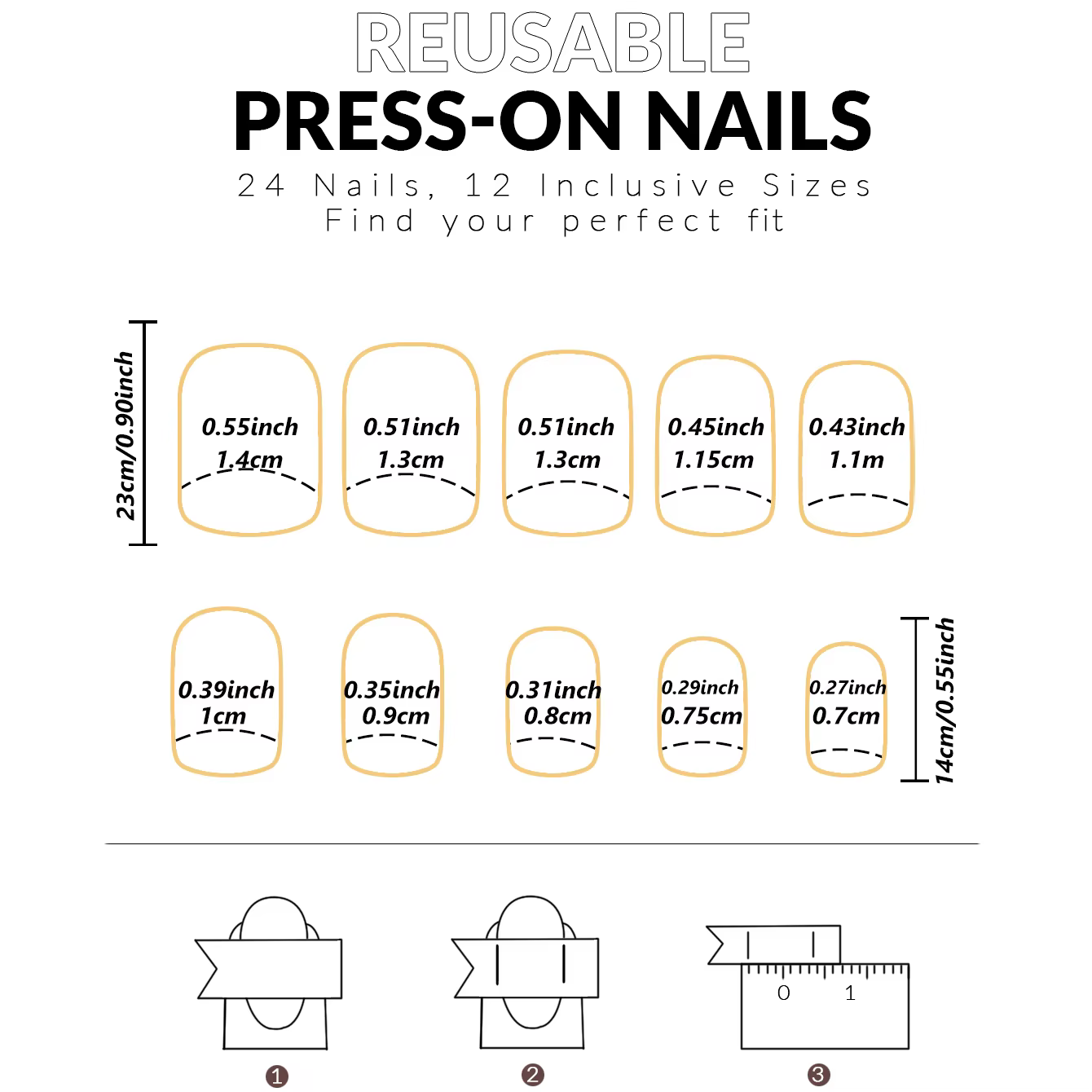 24 pièces d'ongles français courts avec 1 gelée et 1 lime à ongles 24 pièces d'ongles français court
