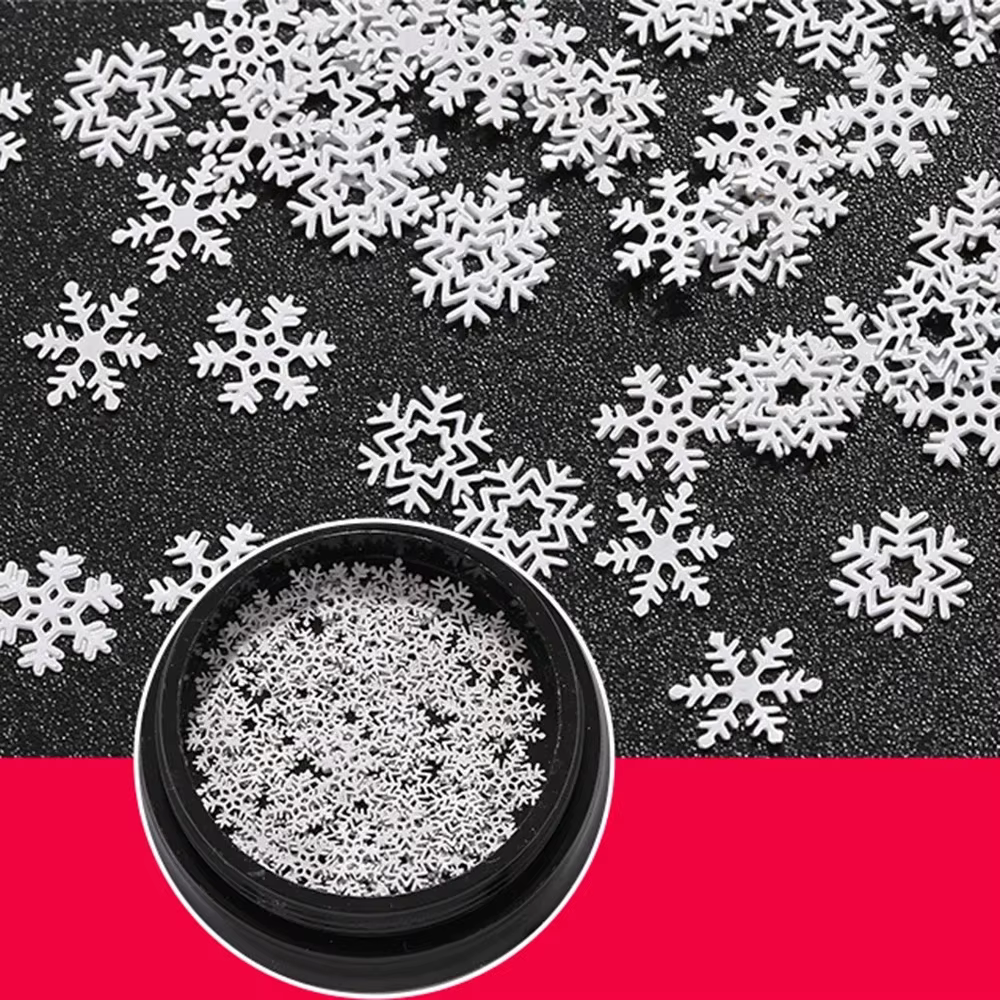 Décorations pour Nail Art, 1 bouteille/100 pièces, flocons de neige blancs pour nouvel an hiver 2022
