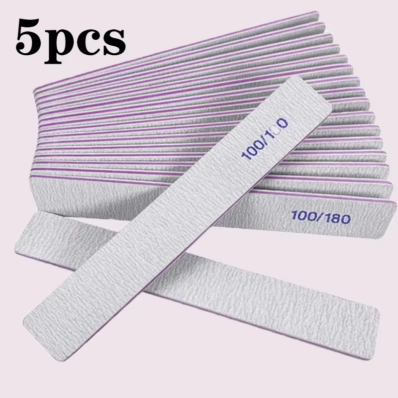 5/10/20 pièces limes à ongles 100/180 grains émeri limes à ongles pour ongles naturels et ongles en