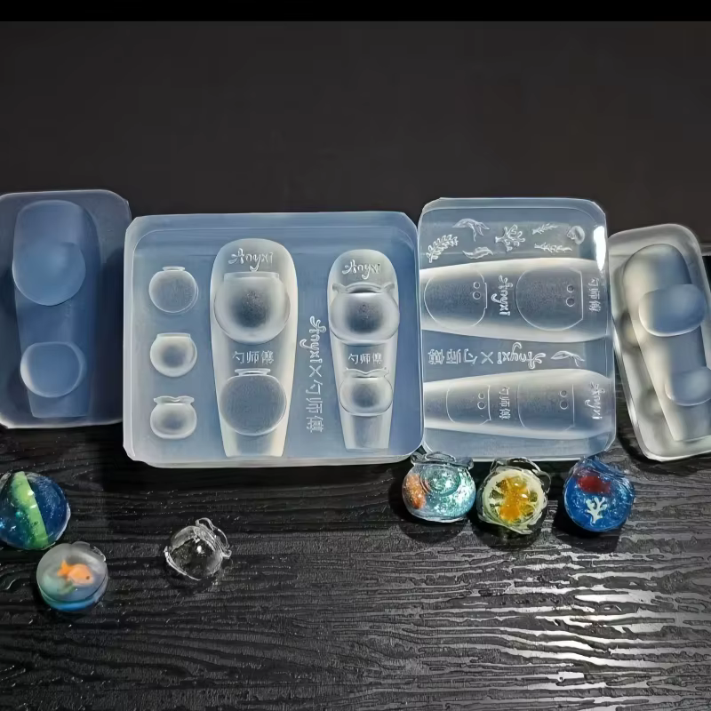 Moule 3D Transparent pour Nail Art, boule de cristal, avec étoiles, cœurs, flocons de neige et nœud 