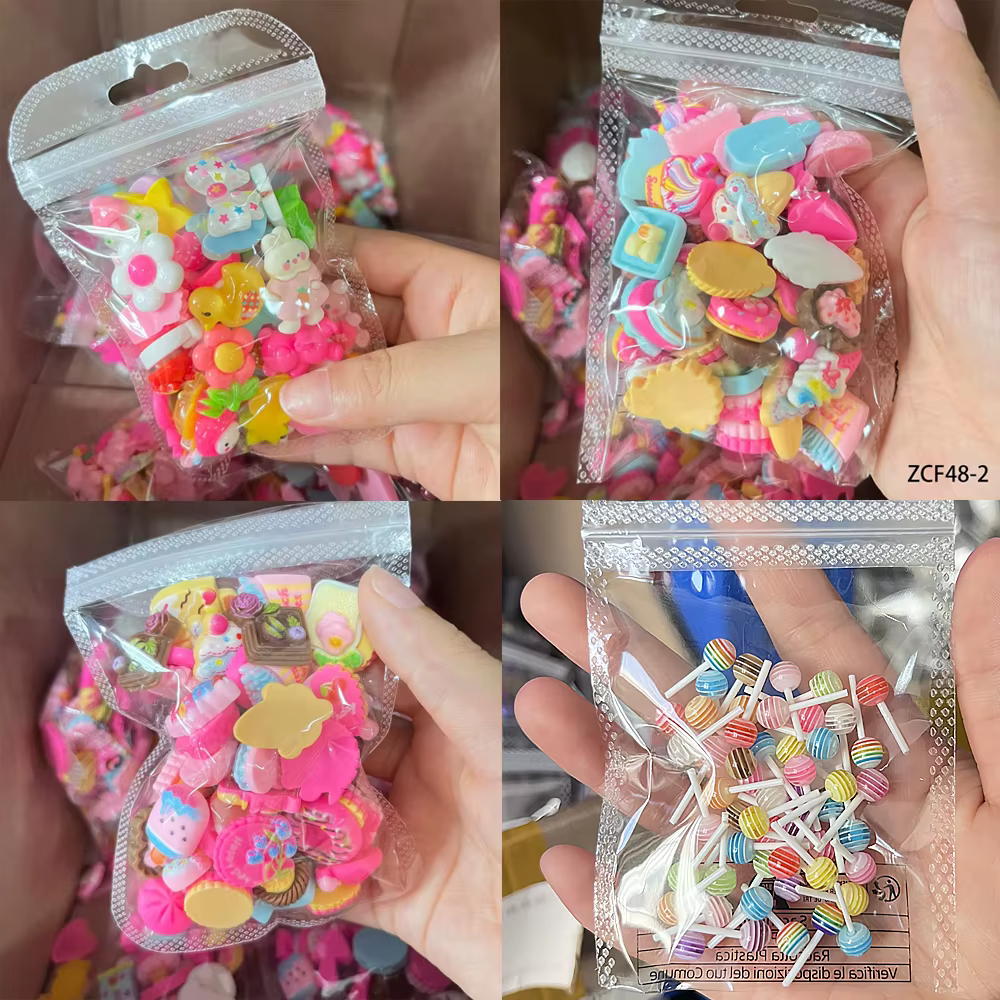 Breloques mixtes en résine Kawaii pour Nail Art, ours/canard/fleurs/arcs 3D, décoration d'ongles d'a