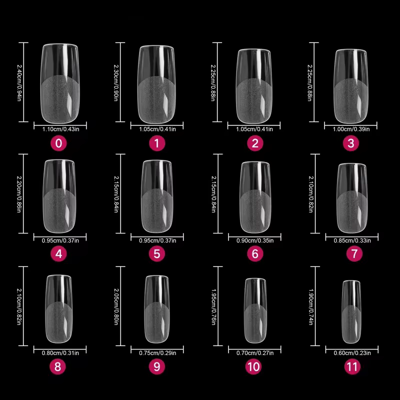 600 pointes d'ongles carrées artificielles couverture complète pointes d'ongles en Gel Transparent d