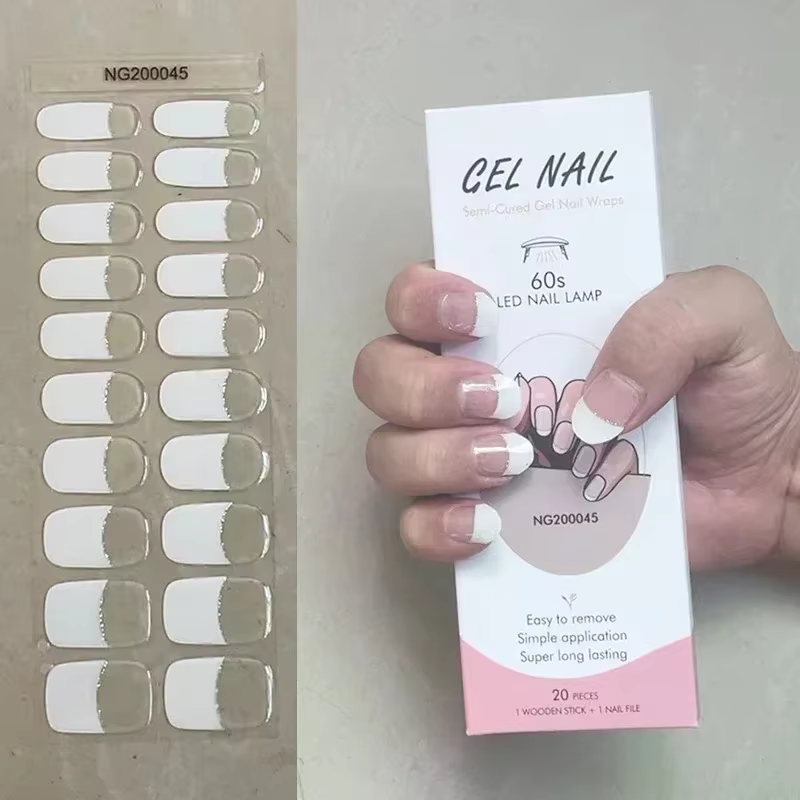 Autocollant pour ongles en gel semi-durci pour manucure, curseur adhésif, couverture complète, figur
