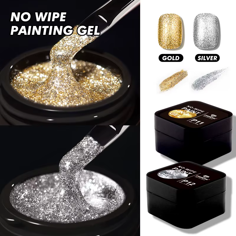 CHUNSHU haute densité platine Gel vernis à ongles semi-solide 5G réfléchissant or argent paillettes 