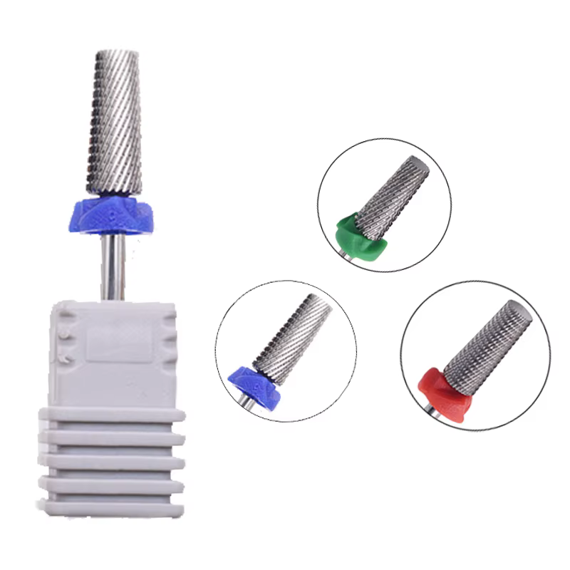Argent plat 2 voies 5 en 1 conique sécurité carbure forets à ongles meulage rotatif carbure fraise p