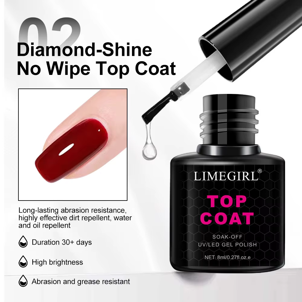Base de vernis à ongles, Top Coat Mat, Vernis Gel Sans Résidu, Gel UV/LED Soak Off, Durcisseur de Ma
