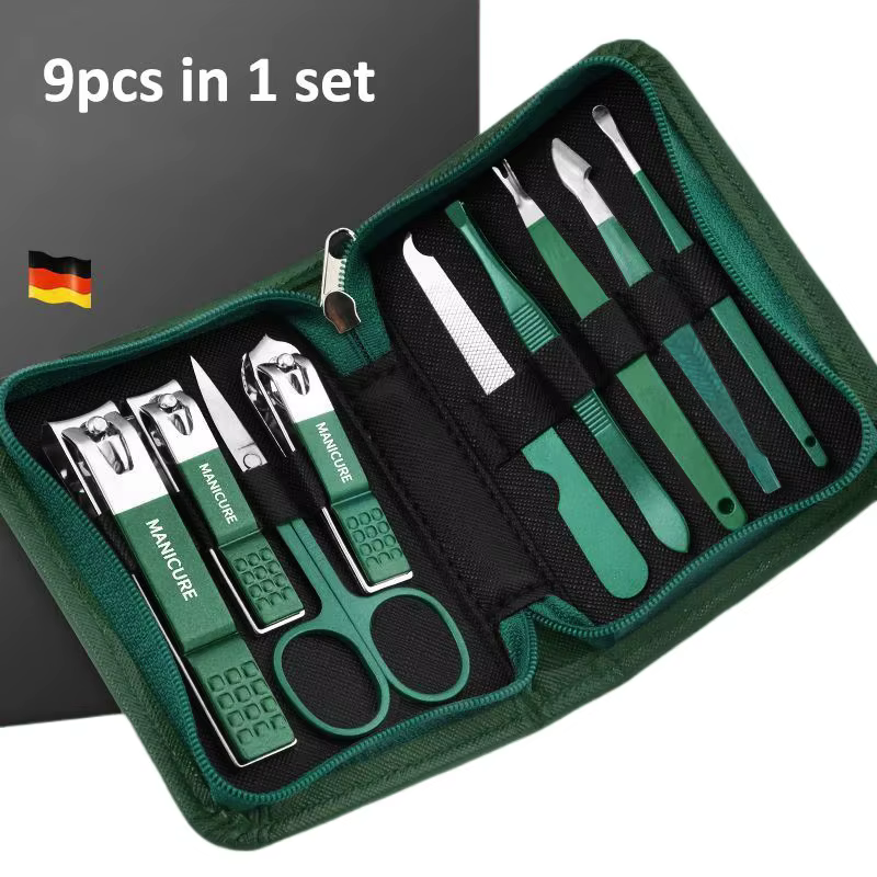 Ensemble de manucure avec étui en cuir, Kits professionnels d'outils de soins des pieds et du visage