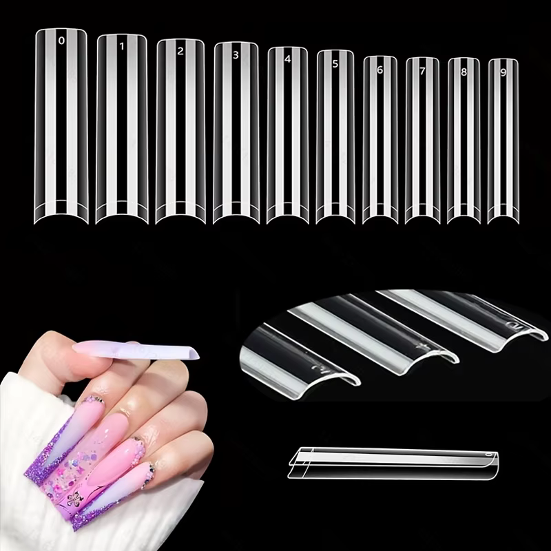 500 embouts d'ongles sans courbe C XXL, ensemble professionnel, pointes d'ongles transparentes carré