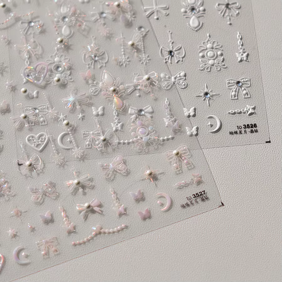 Autocollants pour ongles en cristal et diamant 5D, 1 pièce, stickers de décoration, laser, nœud papi