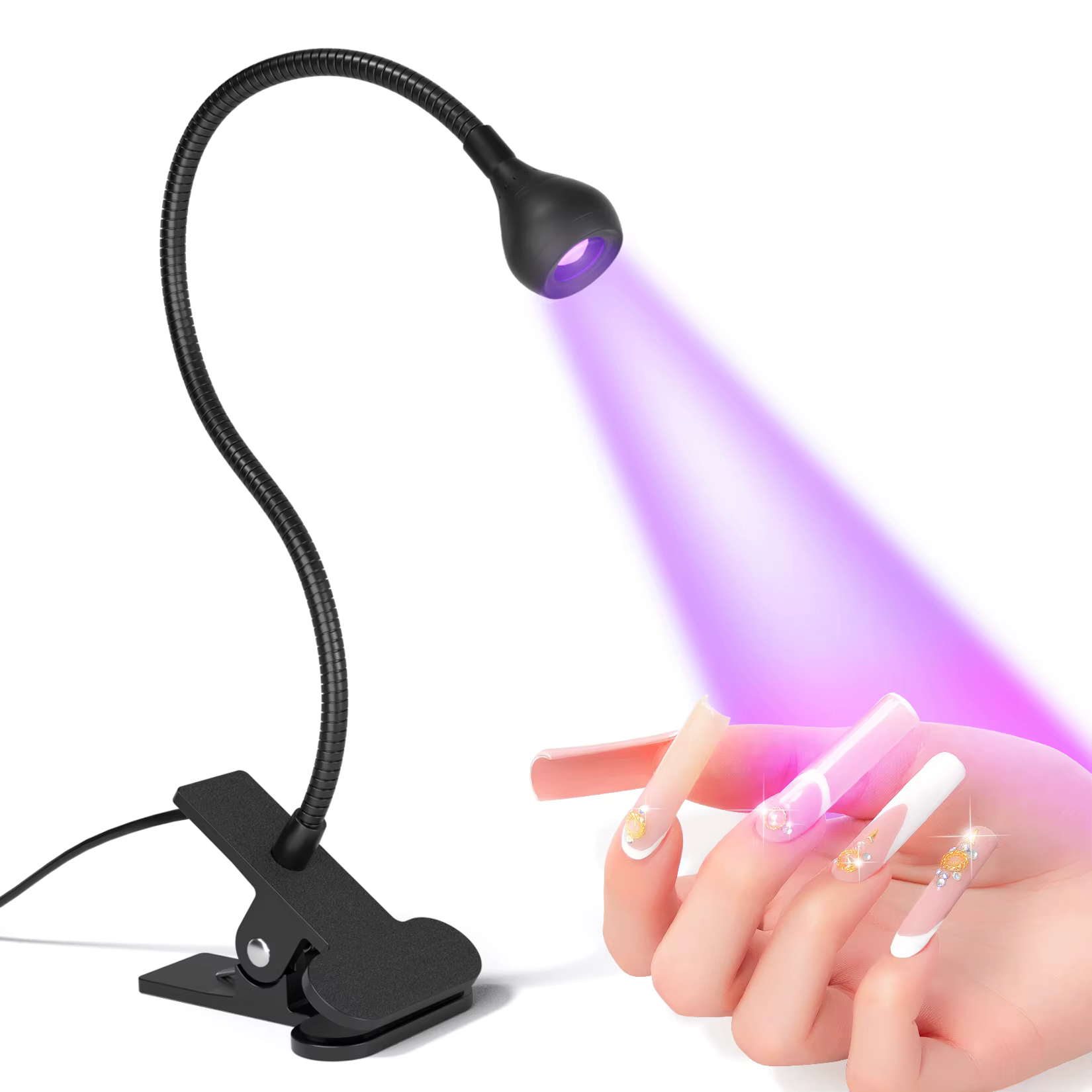 Sèche-ongles lumière UV lampe à ongles 395nm longueur d'onde Clip-on bureau Mini USB pour ongles en 
