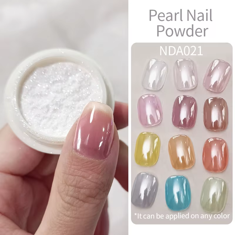 NICOLE DIARY – poudre à ongles en perles blanches brillantes, placage au clair de lune, Pigments eff