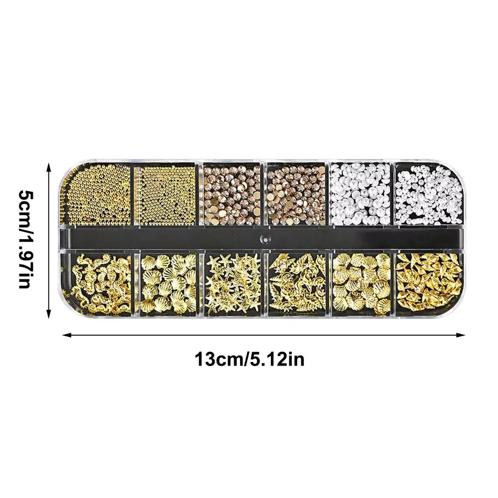Ongles art strass 1 boîte or argent métal Rivets ongles accessoires étoile de mer conque méduse ongl