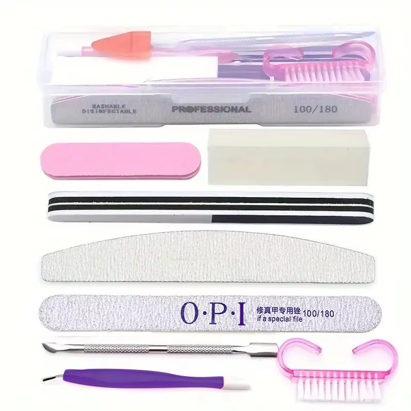 Kit de limes à ongles professionnelles pour manucure et pédicure, outil d'extension, pinceaux de maq
