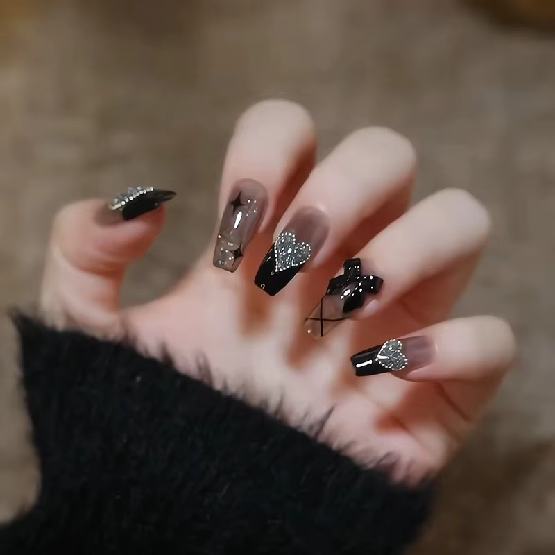 24 pièces/1 boîte filles chaudes portent des gros arc filles chaudes Nail Art faux ongles