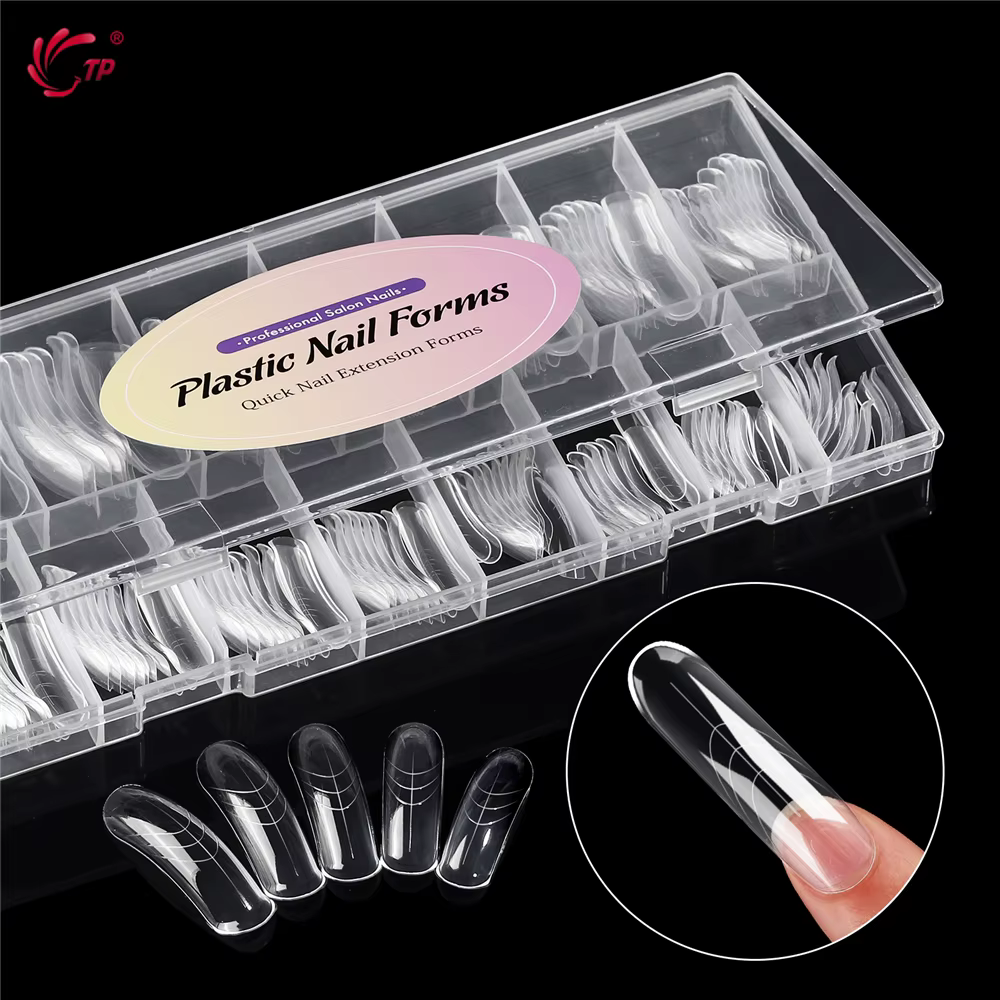 TP 150 pièces formes d'ongles cercueil incurvées longues moule à ongles clair pour Gel d'ongle Poly