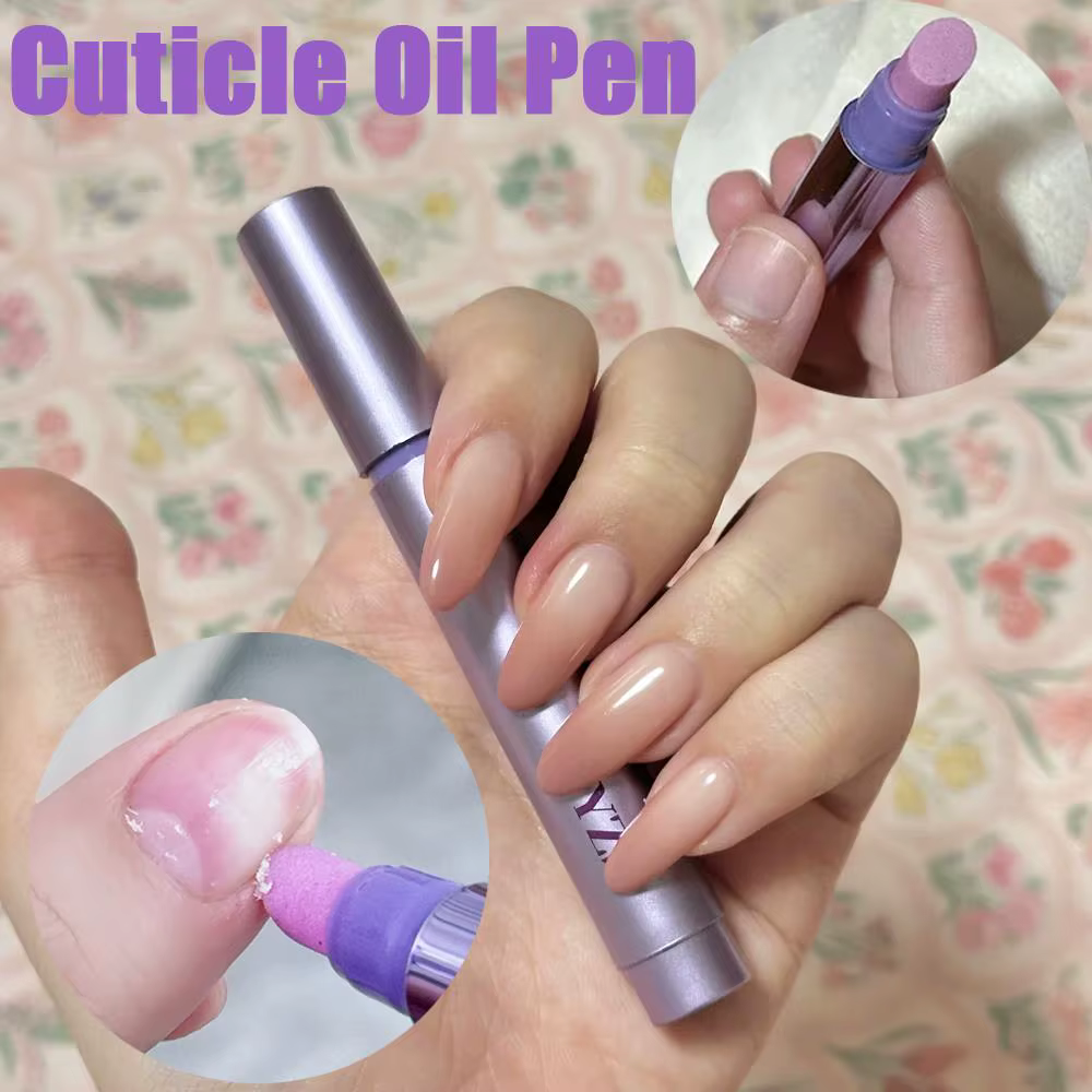 Stylo à huile pour cuticules d'ongles 3 en 1, avec huile nutritionnelle, poussoir pour cuticules, di
