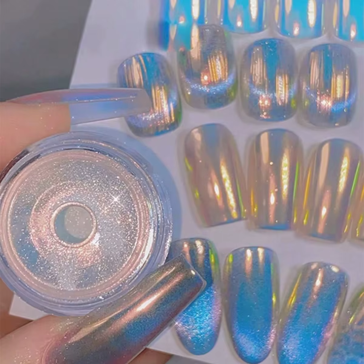 1 sirène aurore couleur chrome poudre à ongles rêve licorne clair de lune effet miroir flash peintur