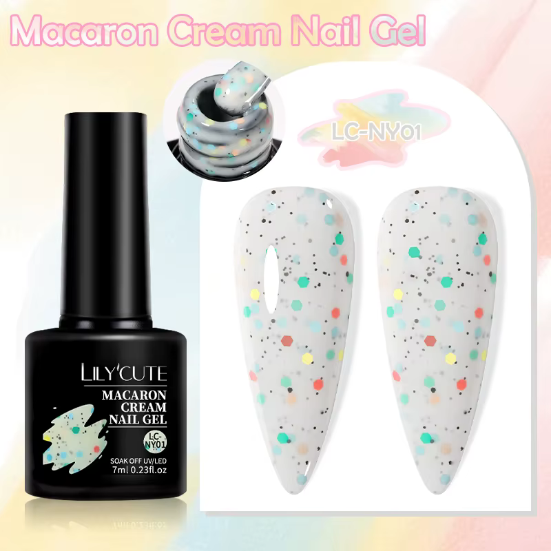 LILYCUTE 7ml Macaron crème ongles Gel paillettes paillettes Nail Art Gel Semi Permanant vernis fourn
