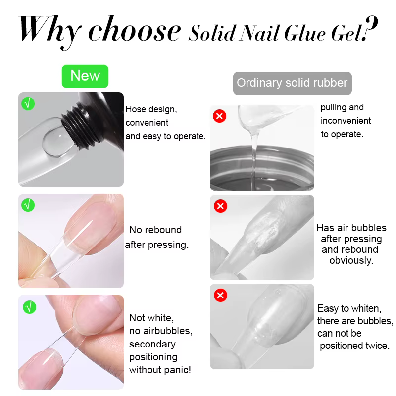 LILYCUTE 1/2/3 pièces 15g colle à ongles solide Gel pour pointe d'ongle presse sur les ongles longue