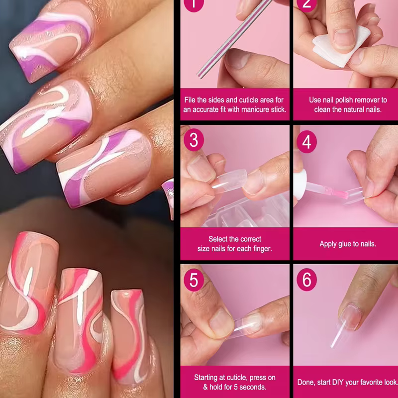Embouts d'ongles carrés, 120 pièces, couverture complète artificielle, pointes de Gel souples et cla