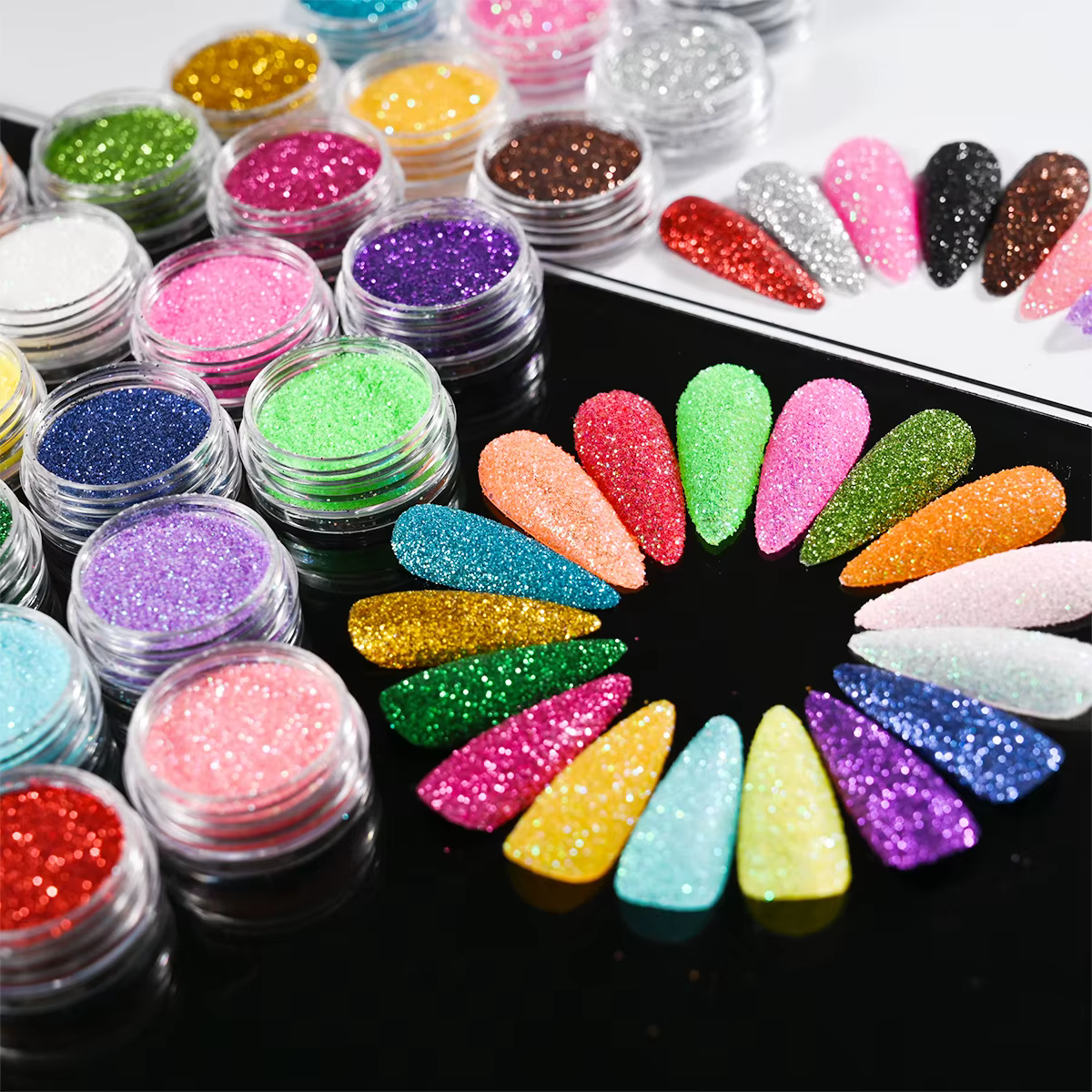 24 couleurs/ensemble holographique Nail Art paillettes poudre noël irisé sucre Chrome Pigment poussi
