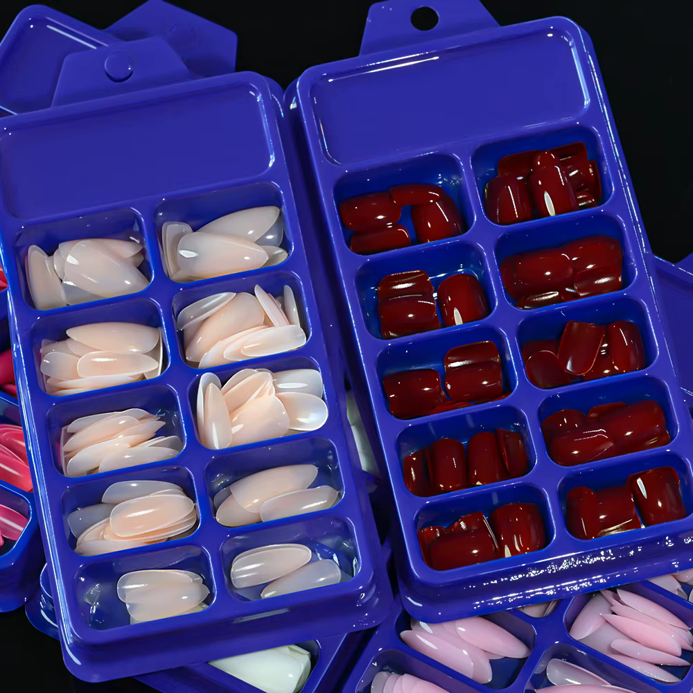 Faux ongles carrés courts rouges, 120 pièces, couverture complète brillante d'été, à pression sur le