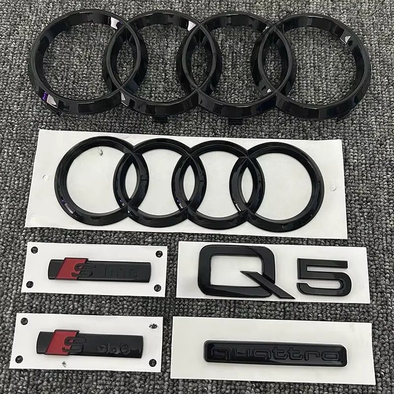 6 pièces/ensemble accessoires automobiles pour Audi Q5 2014-2019 Sline voiture Logo 4 anneaux caland