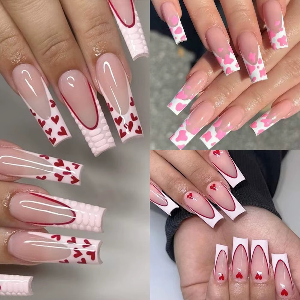 Faux ongles carrés extra longs pour extension d'ongles, couverture complète, gel souple, rose nude, 