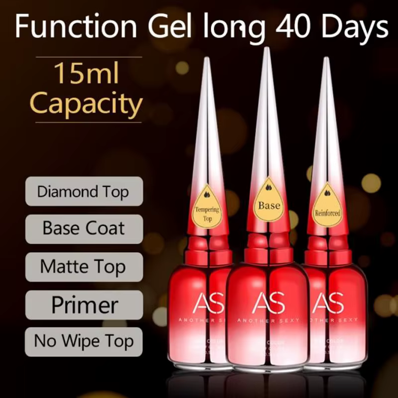 AS 15ml diamant couche de finition Gel vernis à ongles tremper UV LED Gel vernis sans essuyage haute